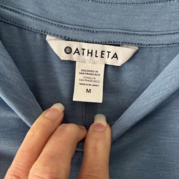 Athleta Tranquility Casual Shirt Tunic Blue 3/4 Sleeve Workout Overized M Active - Picture 5 of 8